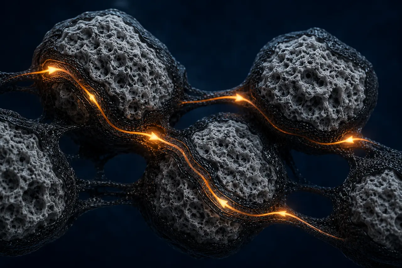 Silicon particles in a conductive carbon network